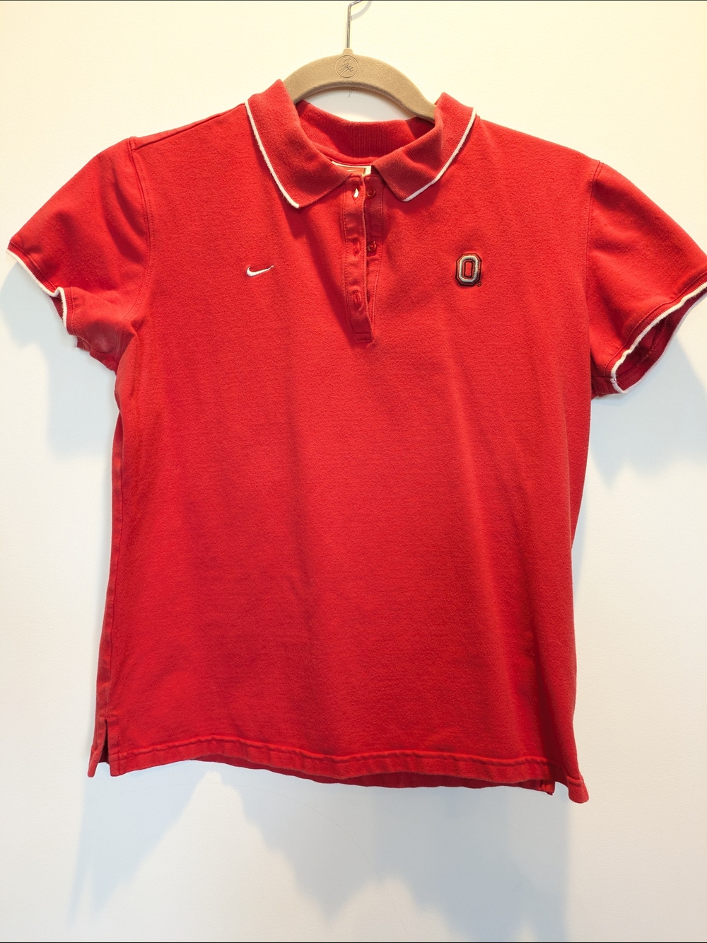 Nike Red Polo with Ohio State University Block O Embroidered Medium